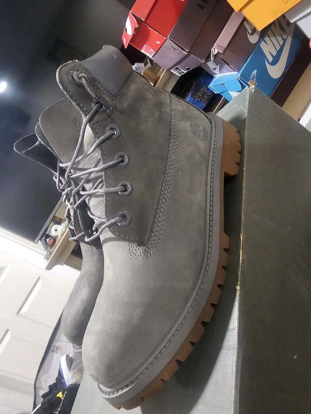 Gray Men's Lace-Up Work Boots - Unbranded